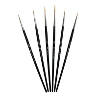 Fine Detail Nylon Paint Brush With Short Black Wood Handle Art Brush Set